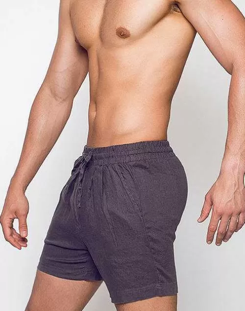 Breezy 6" Classic Linen Shorts-Dark Gray^2EROS Discount