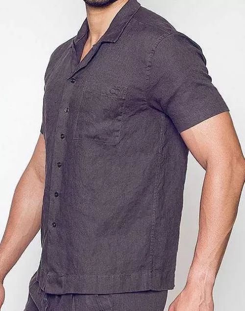 Breezy Linen Short Sleeve Classic Shirt-Dark Gray^2EROS Store
