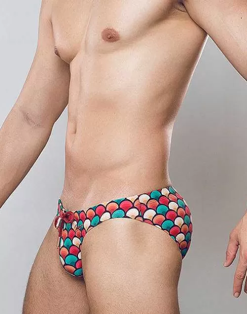 V20 Print Swim Brief-Retro Red^2EROS Hot